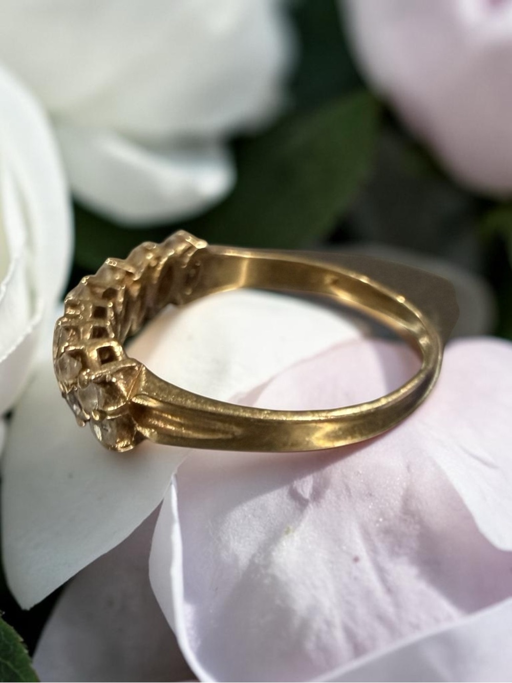 Vintage 14K Yellow Gold CZ Anniversary Band Ring Size 9 2.401g Repair - Picture 5 of 7